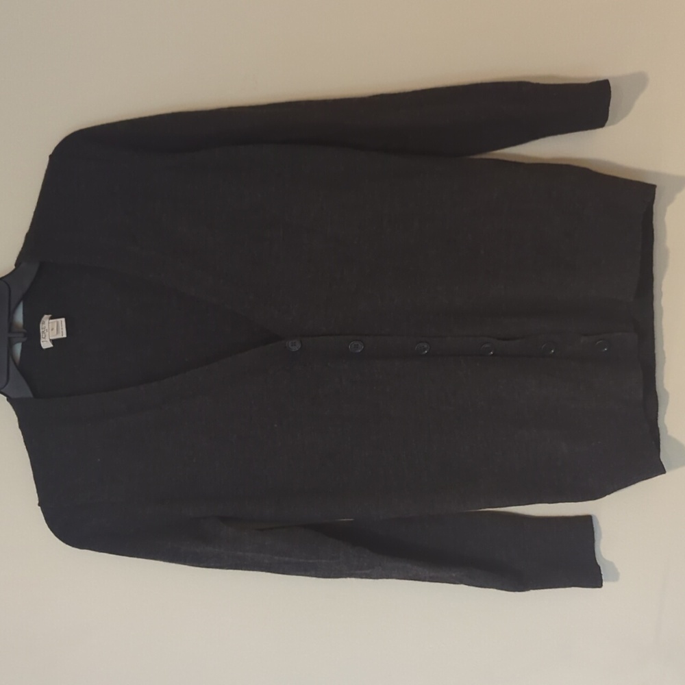 J. Crew Charcoal Gray V-Neck Wool Cardigan, Size S
